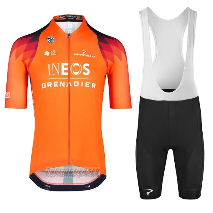 2023 Cycling Jersey Ineos Grenadiers Orange Short Sleeve and Bib Short
